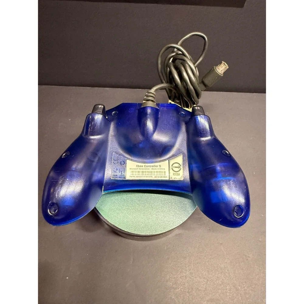 Microsoft Xbox Controller S Translucent Blue Wired Gamepad *TESTED* OG Xbox